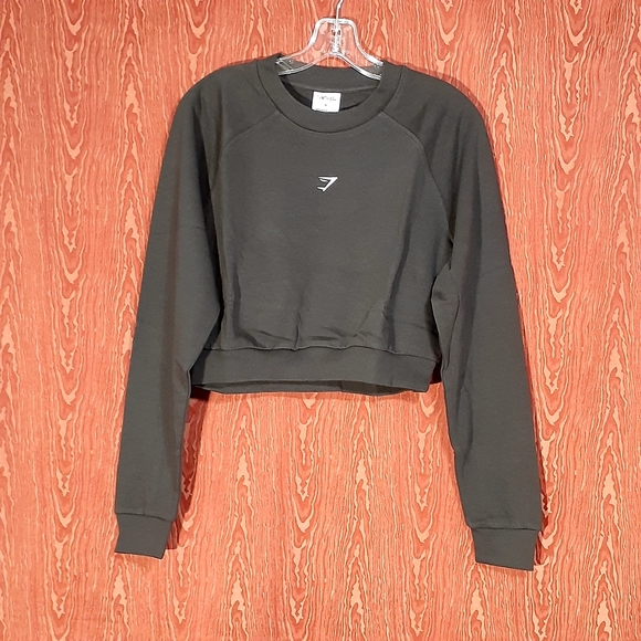 Gymshark Womens Black Size M Training Cropped Sweater Sweatshirt - Picture 10 of 10